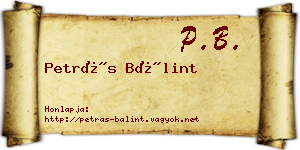 Petrás Bálint névjegykártya