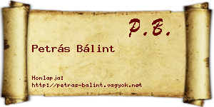 Petrás Bálint névjegykártya