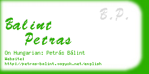 balint petras business card