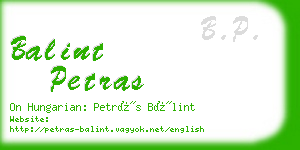 balint petras business card